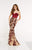 Panoply - 14884 Floral Strapless Fitted Evening Gown In Red and Neutral