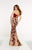 Panoply - 14884 Floral Strapless Fitted Evening Gown In Red and Neutral