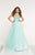 Panoply - 14885 Crystal Embellished High Halter Evening Gown In Green