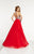 Panoply - 14887 Crystal Ornate Plunge Chiffon A-Line Gown In Red
