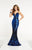 Panoply - 14890 Sequined Sweetheart Floral Evening Dress In Blue and Black