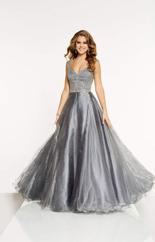 Panoply - 14899 Stone Encrusted Sweetheart Ballgown In Silver