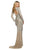 Sherri Hill - 53130 Beaded Plunging V-Neck Long Dress In Neutral and Silver