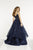 Panoply - 14904 Beaded Two Tiered Ribbon Gown In Blue