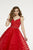Panoply - 14904 Beaded Two Tiered Ribbon Gown In Red
