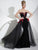 Panoply - 14908 Floral Appliqued Plunging Sweetheart Velvet Gown In Black and Red