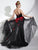 Panoply - 14908 Floral Appliqued Plunging Sweetheart Velvet Gown In Black and Red