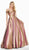 Ashley Lauren - 1490 Two Tone Off-Shoulder Brocade Ballgown In Pink and Gold