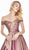 Ashley Lauren - 1490 Two Tone Off-Shoulder Brocade Ballgown In Pink and Gold
