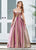 Ashley Lauren - 1490 Two Tone Off-Shoulder Brocade Ballgown In Pink and Gold