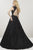 Panoply - 14911V Plunging V-Neck A-Line Evening Gown In Black