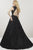Panoply - 14911 Mikado Deep V-neck Glitter Ballgown In Black