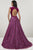 Panoply - 14911 Mikado Deep V-neck Glitter Ballgown In Purple