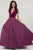 Panoply - 14911 Mikado Deep V-neck Glitter Ballgown In Purple