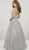 Panoply - 14913 Embellished Deep Halter V-neck Ballgown In Silver