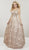 Panoply - 14918 Embroidered Lace Deep V-neck A-line Dress In Pink and Gold