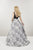 Panoply - 14921 Brocade Plunging V-neck Tulle A-line Dress In Black and Gray