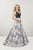 Panoply - 14921 Brocade Plunging V-neck Tulle A-line Dress In Black and Gray