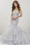 Panoply - 14923 Embroidered Lace Organza Mermaid Dress In Silver