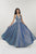 Panoply - 14926 Plunging V-Neck Embellished Ballgown In Blue