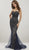 Panoply - 14930 Beaded Lace Sweetheart Trumpet Dress In Blue and Neutral