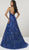 Panoply - 14934 Sequined Deep Halter V-neck A-line Gown In Blue
