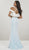 Panoply - 14940 Two Piece Sequined Jersey Trumpet Dress In White and Blue