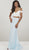 Panoply - 14940 Two Piece Sequined Jersey Trumpet Dress In White and Blue
