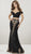 Panoply - 14940 Two Piece Sequined Jersey Trumpet Dress In Black and Gold