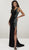 Panoply - 14941 Bedazzled One Shoulder Velvet Dress in Black