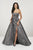 Panoply - 14943 Beaded Sweetheart Gown With Overskirt In Gray