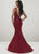 Panoply - 14946 Embellished Bateau Jersey Mermaid Dress In Red