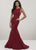 Panoply - 14946 Embellished Bateau Jersey Mermaid Dress In Red