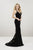 Panoply - 14948 Beaded Floral Plunging Halter Dress In Black and Gold