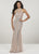 Panoply - 14949 Beaded High Halter Trumpet Dress In Gold