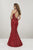 Panoply - 14950 Bedazzled Halter Trumpet Dress In Red