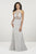 Panoply - 14950 Bedazzled Halter Trumpet Dress In Silver