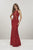 Panoply - 14950 Bedazzled Halter Trumpet Dress In Red