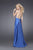 La Femme - 14953 Haltered Straps Satin Evening Dress  In Blue