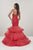 Panoply - 14953 Strapless Ruched Layered Mermaid Dress In Red