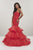 Panoply - 14953 Strapless Ruched Layered Mermaid Dress In Red