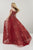 Panoply - 14955 Bedazzled Off-Shoulder Dress With Removable Overskirt In Red