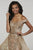 Panoply - 14955 Bedazzled Off-Shoulder Dress With Removable Overskirt In Gold