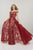 Panoply - 14955 Bedazzled Off-Shoulder Dress With Removable Overskirt In Red