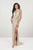 Panoply - 14956 Embellished Deep Halter V-neck Trumpet Dress In Neutral