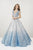 Panoply - 14961L Two Tone Sequined Deep V-neck Ballgown In Blue and Silver
