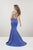 Panoply - 14962 Beaded Strappy Mermaid Evening Gown In Blue
