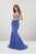 Panoply - 14962 Beaded Strappy Mermaid Evening Gown In Blue