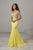Panoply - 14962 Beaded Strappy Mermaid Evening Gown In Yellow