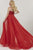 Panoply - 14966 Bedazzled Plunging Sweetheart Dress With Overskirt In Red